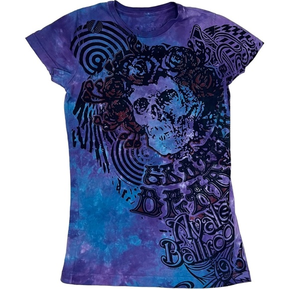 Liquid Blue Tops - Liquid Blue Woman’s Small Grateful Dead Band T-Shirt Purple Blue Tie-Dye Bertha